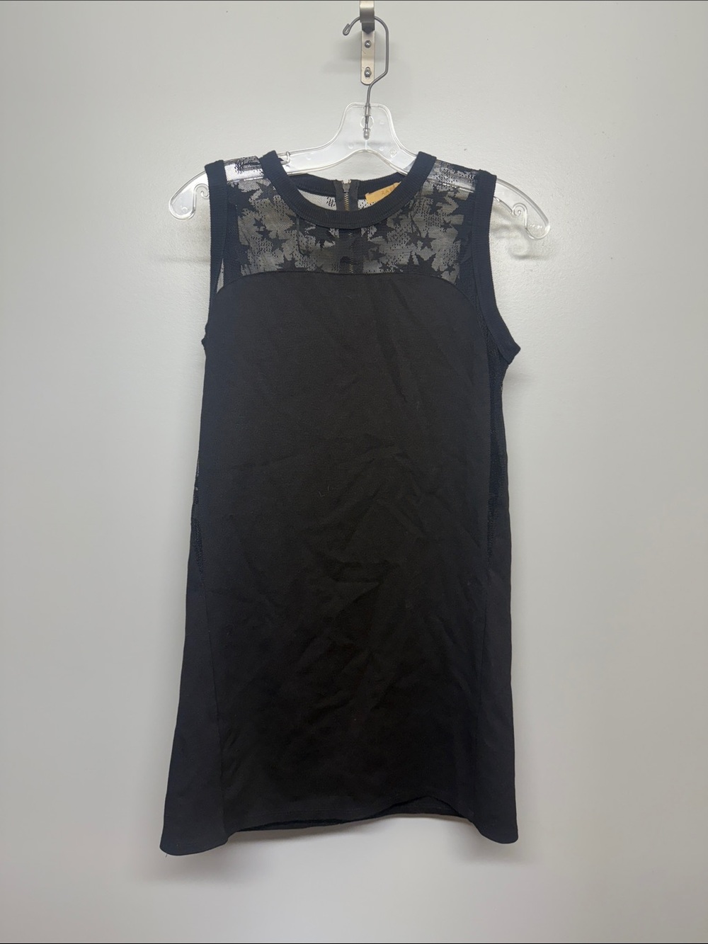 Zara Black Sleeveless Mini Dress with Sheer Floral Yoke